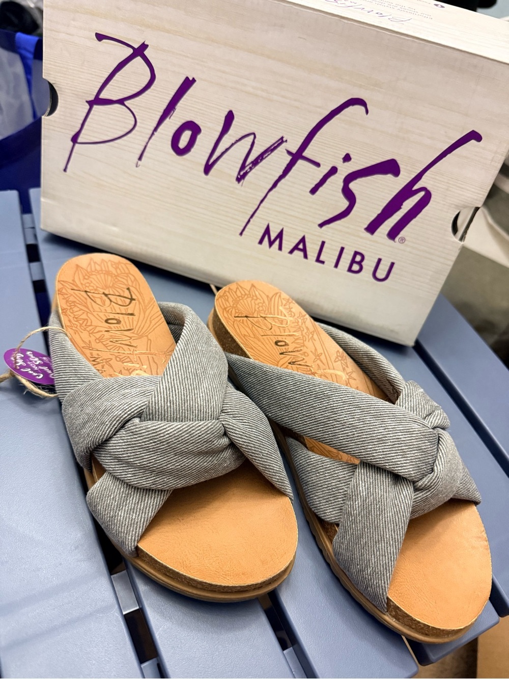 Blowfish Malibu Gray Knotted Slide Sandals